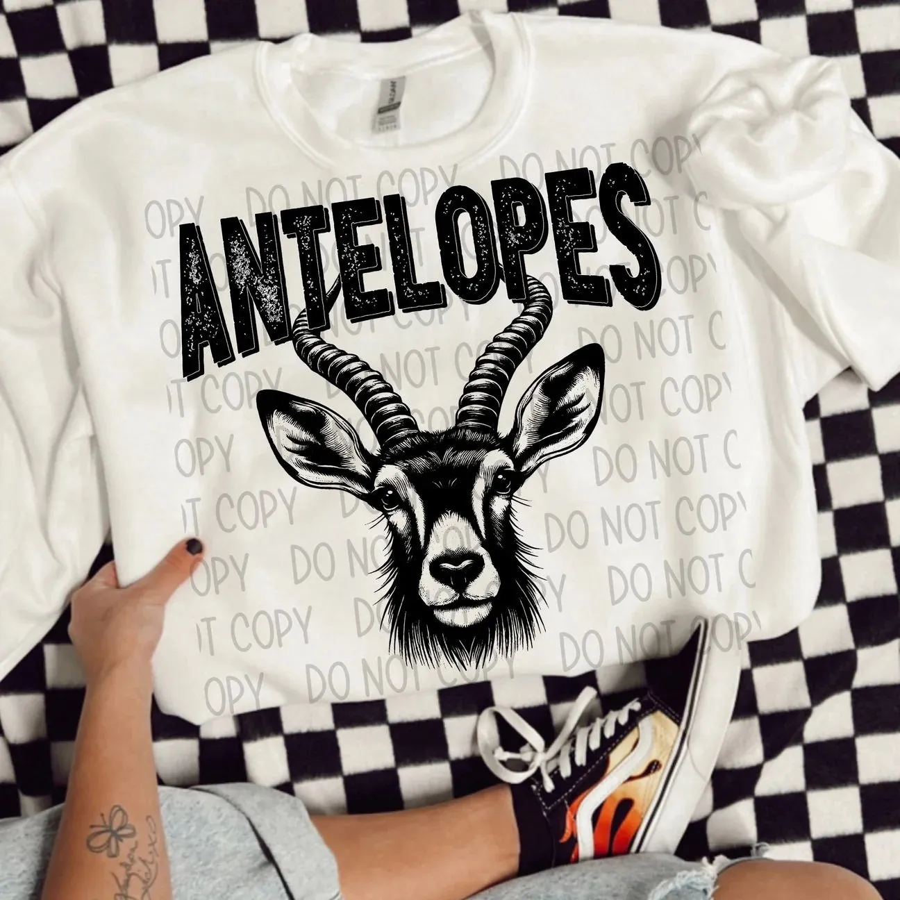 Line Drawing Antelopes Mascot Sweatshirt