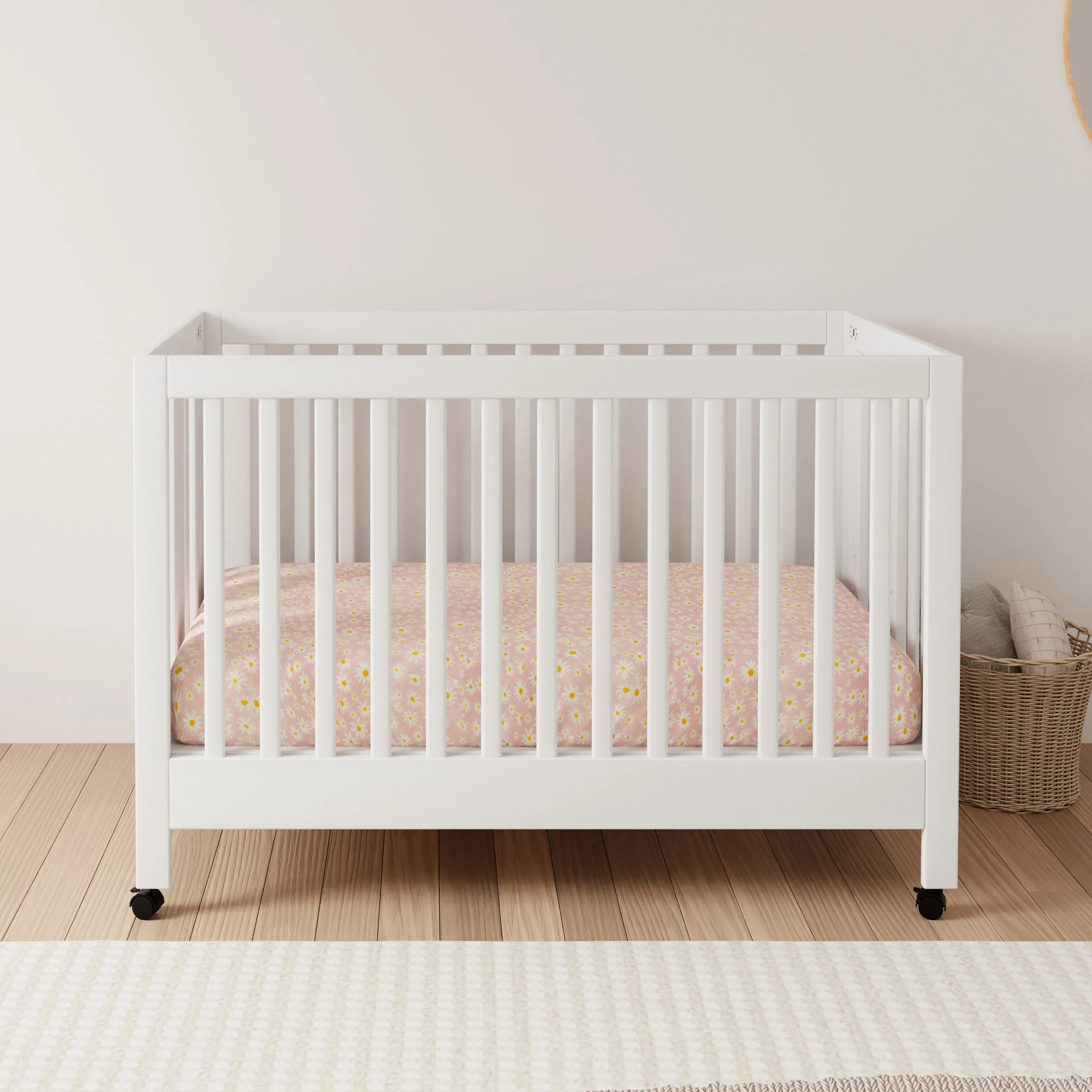 Maki Full-Size Portable Folding Crib with Toddler Bed Conversion Kit