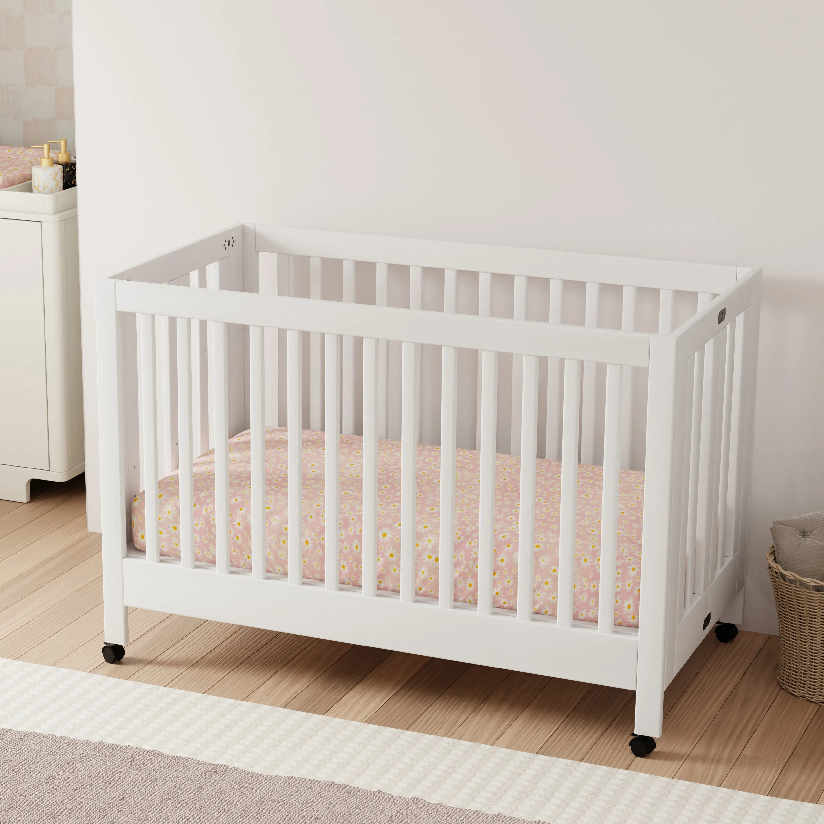 Maki Full-Size Portable Folding Crib with Toddler Bed Conversion Kit