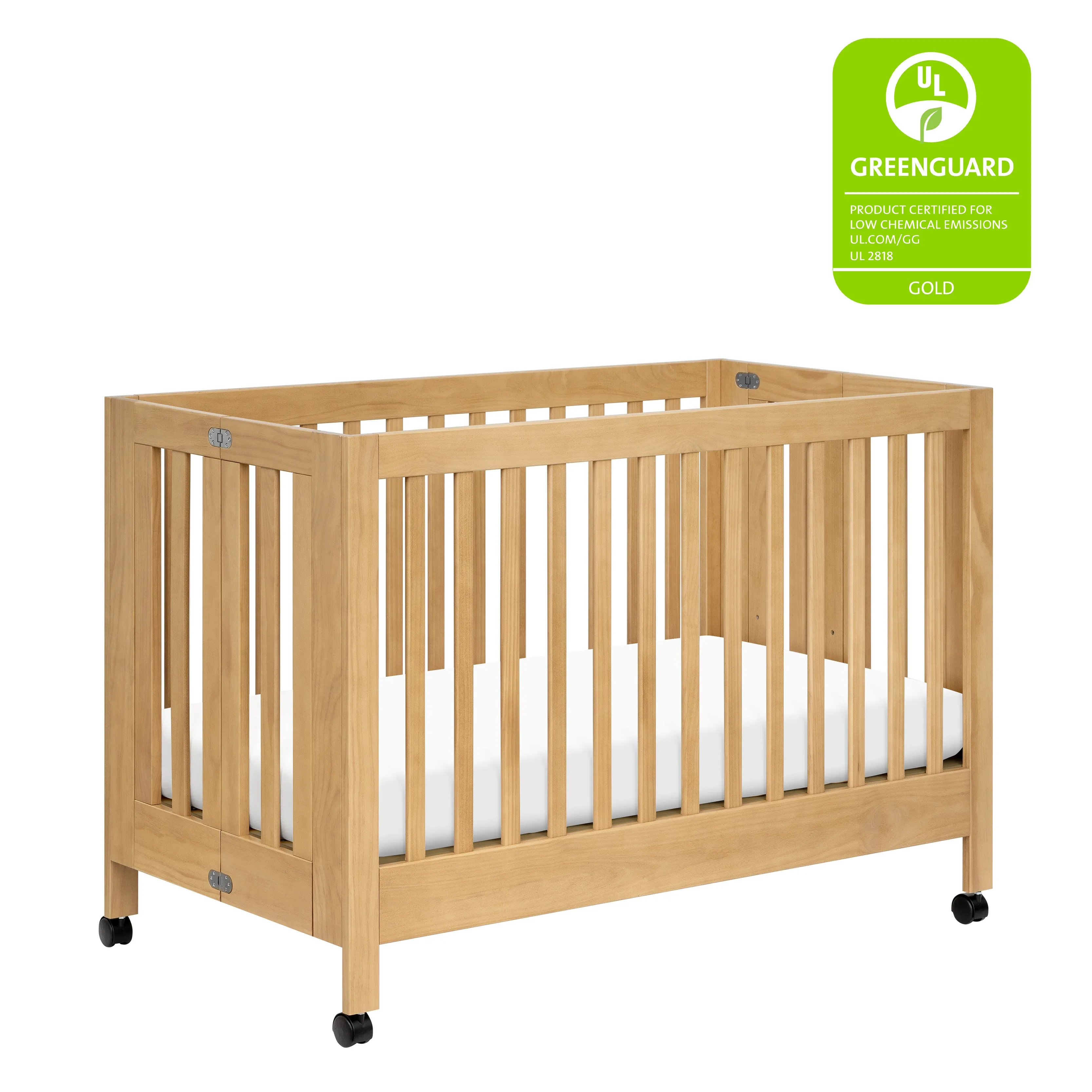 Maki Full-Size Portable Folding Crib with Toddler Bed Conversion Kit