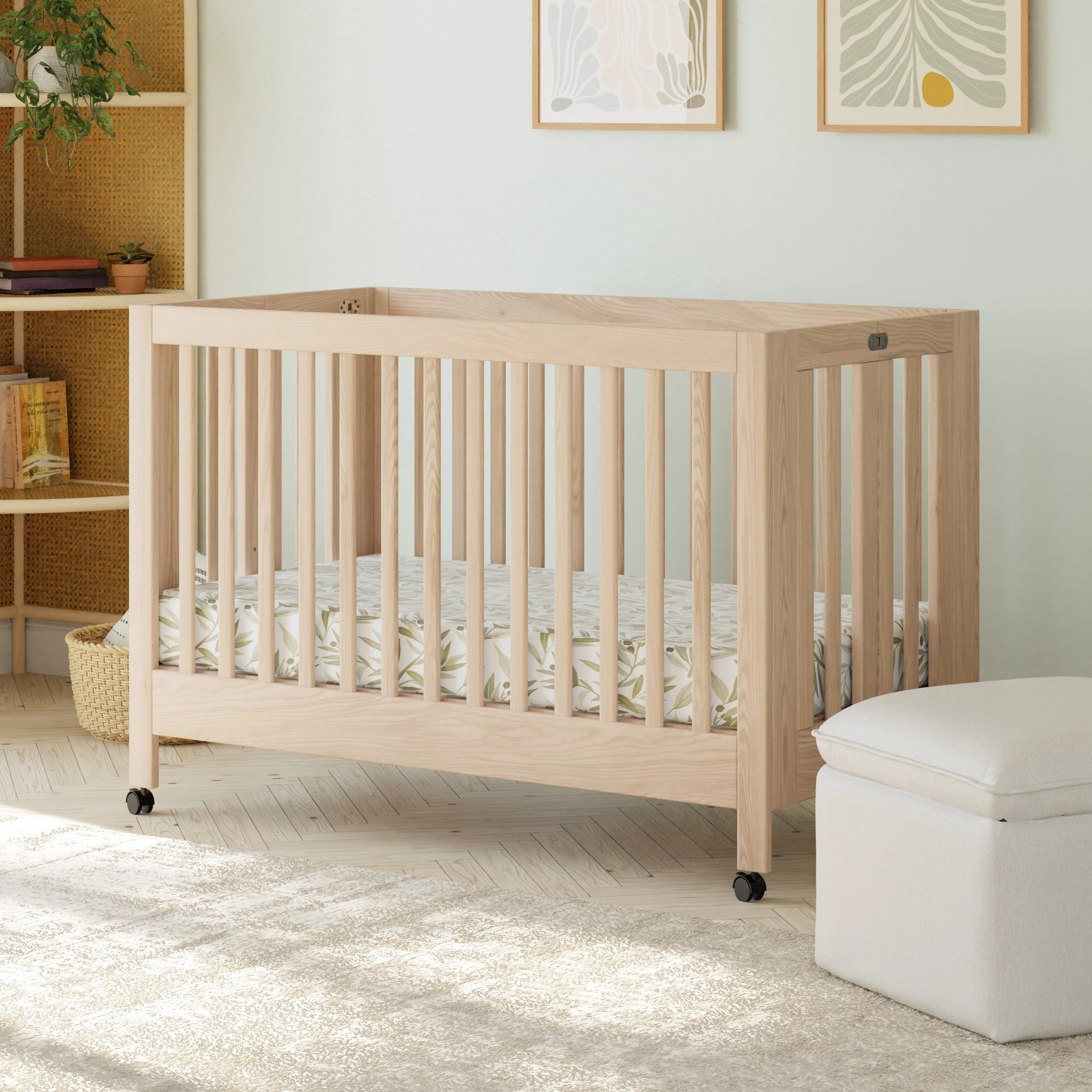 Maki Full-Size Portable Folding Crib with Toddler Bed Conversion Kit