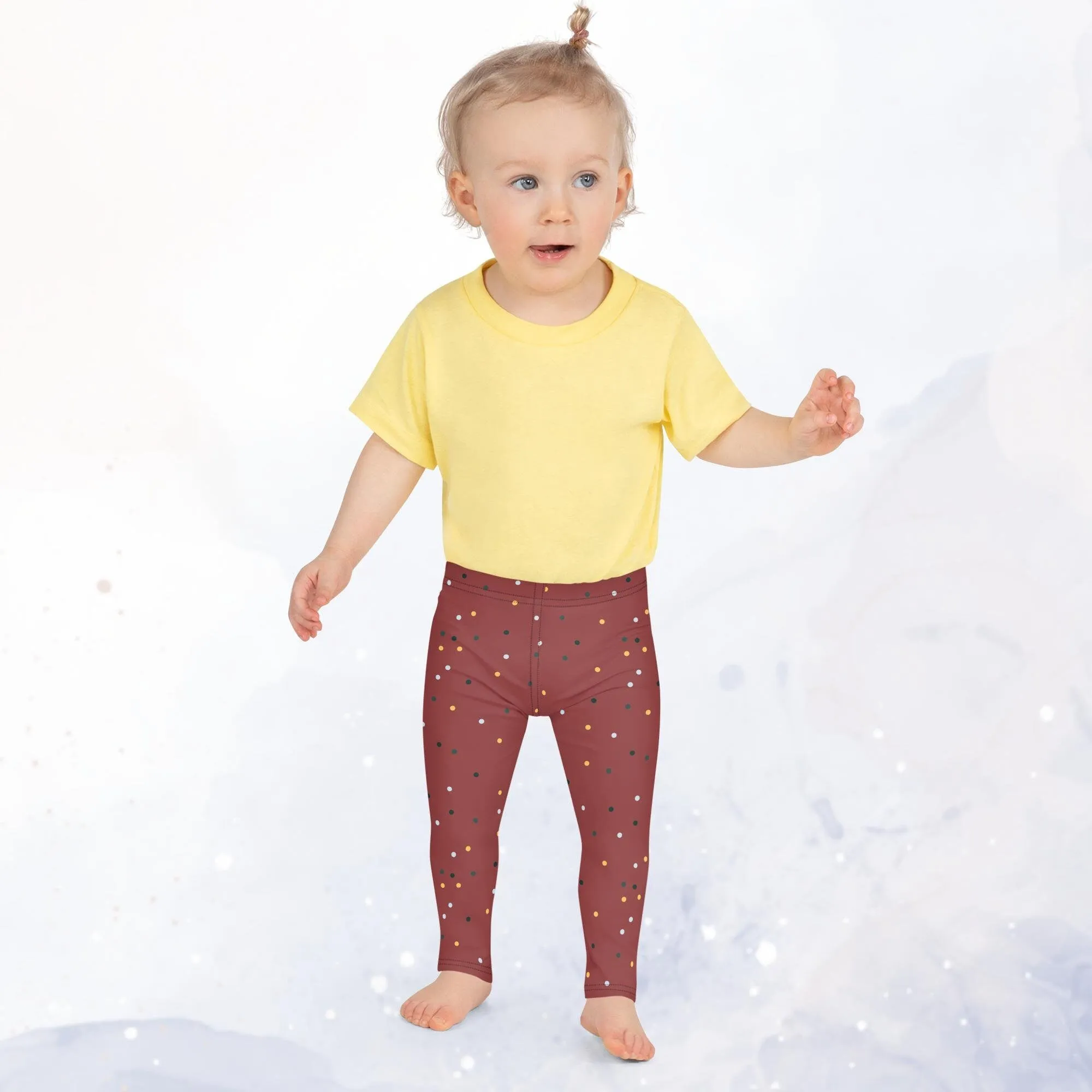 Maroon and Gold Toddler Kid's School Leggings