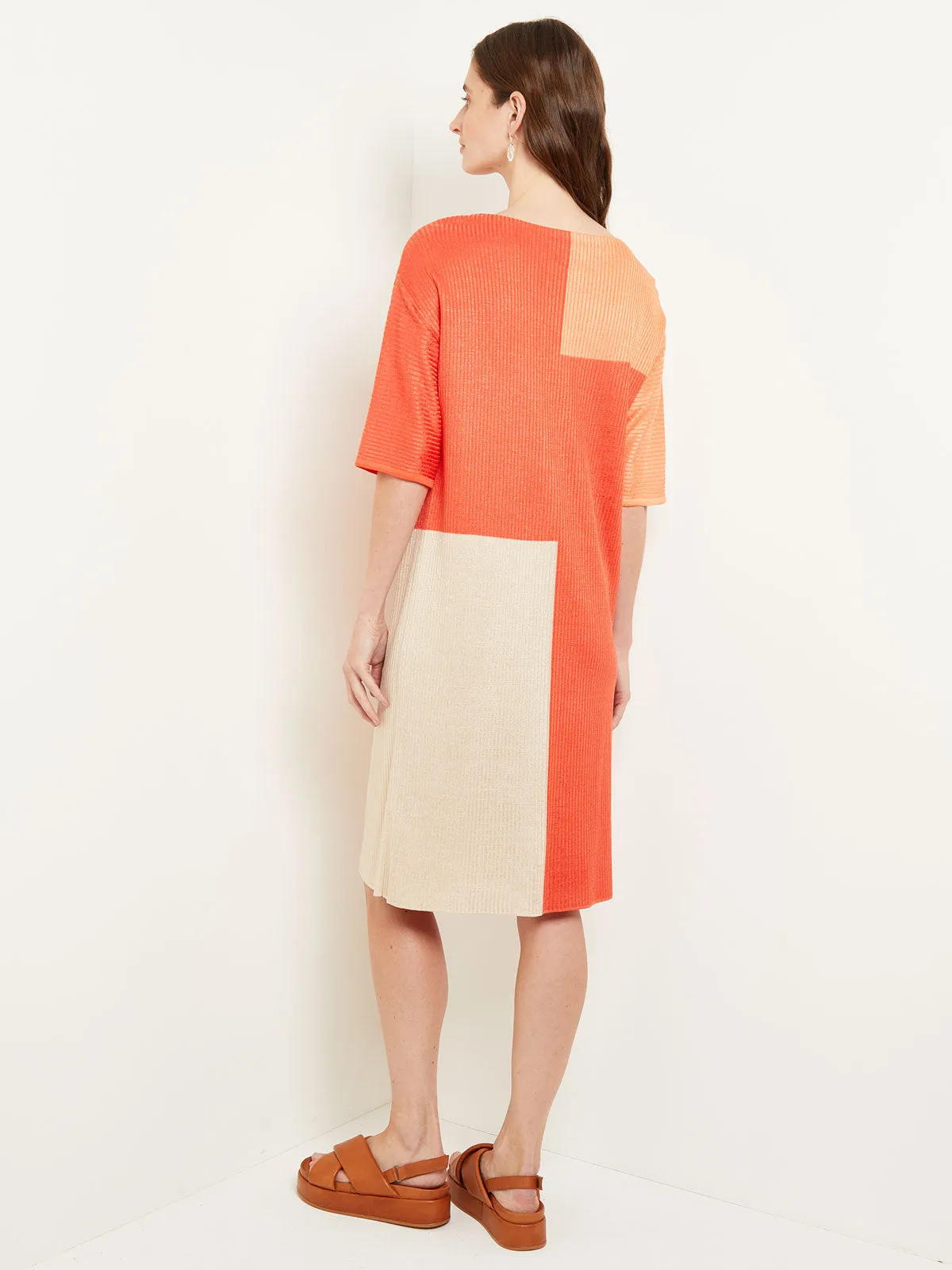 Midi Shift Dress - Colorblock Soft Knit