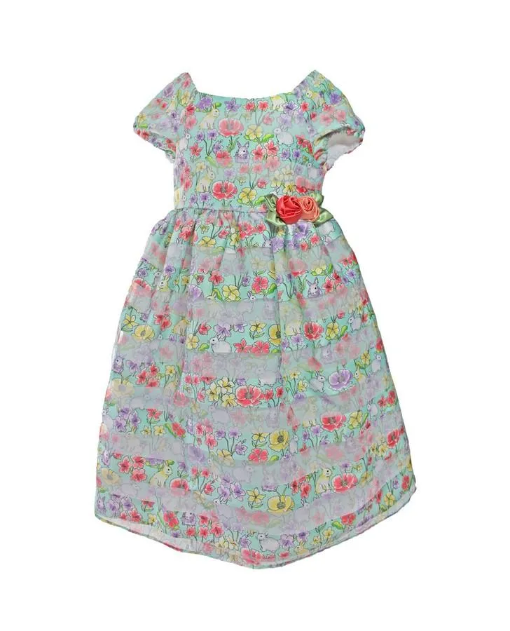 Mint Stripe Bunny Toddler Dress