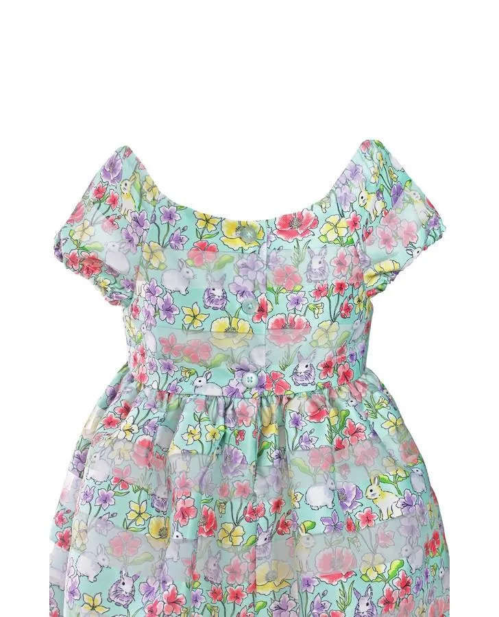 Mint Stripe Bunny Toddler Dress