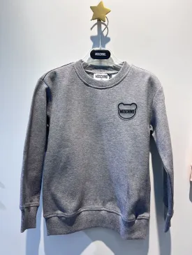 Moschino Kids Grey Sweatshirt With Rubber Logo Patch