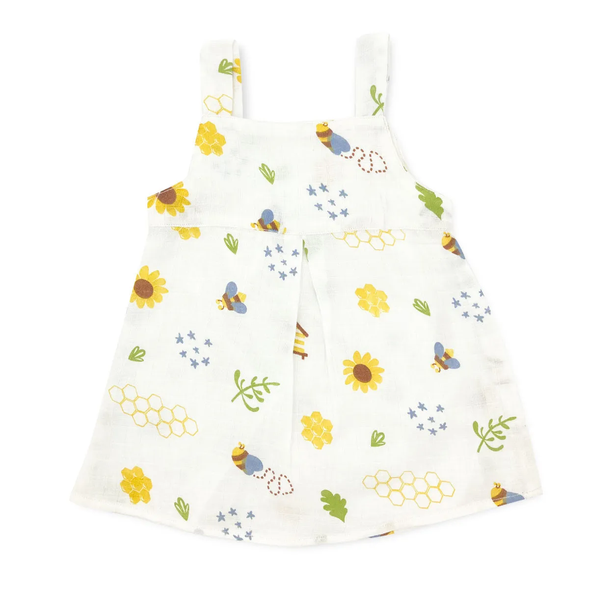 Muslin Frock for Baby Girl -Sleeveless Casual Dress Organic Cotton Honeybee