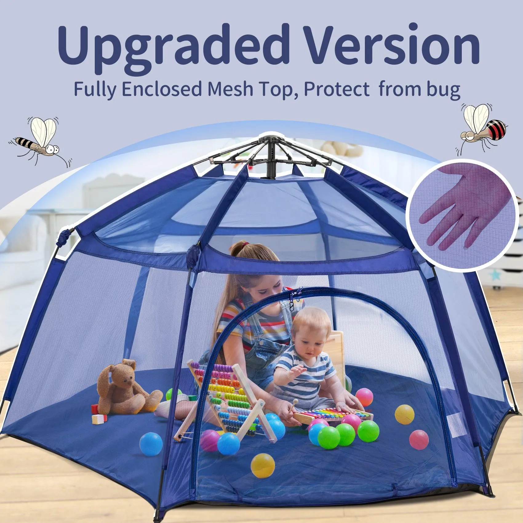 [New Version] Alvantor Pop Up Baby Playpen Space Canopy Safe Fence Pin 6 Panel