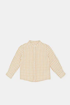 Newborn Beige And White Check Shirt