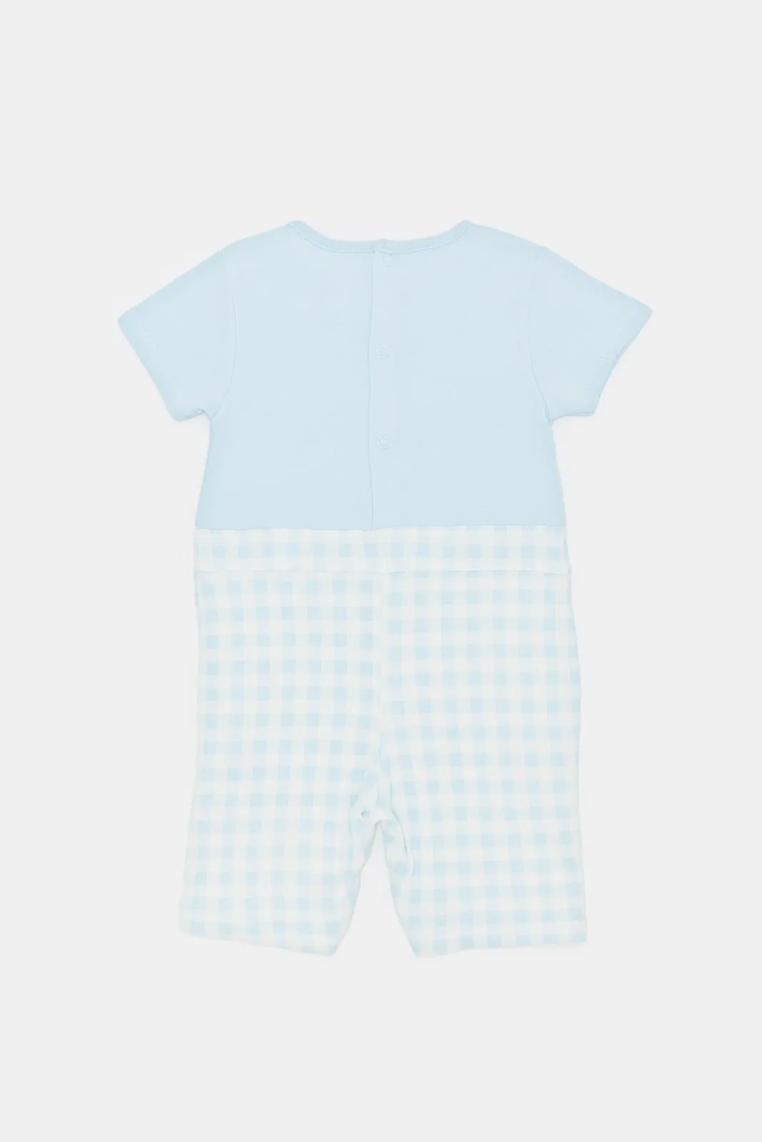 Newborn White And Blue Dungaree With Pocket (2 Piece)