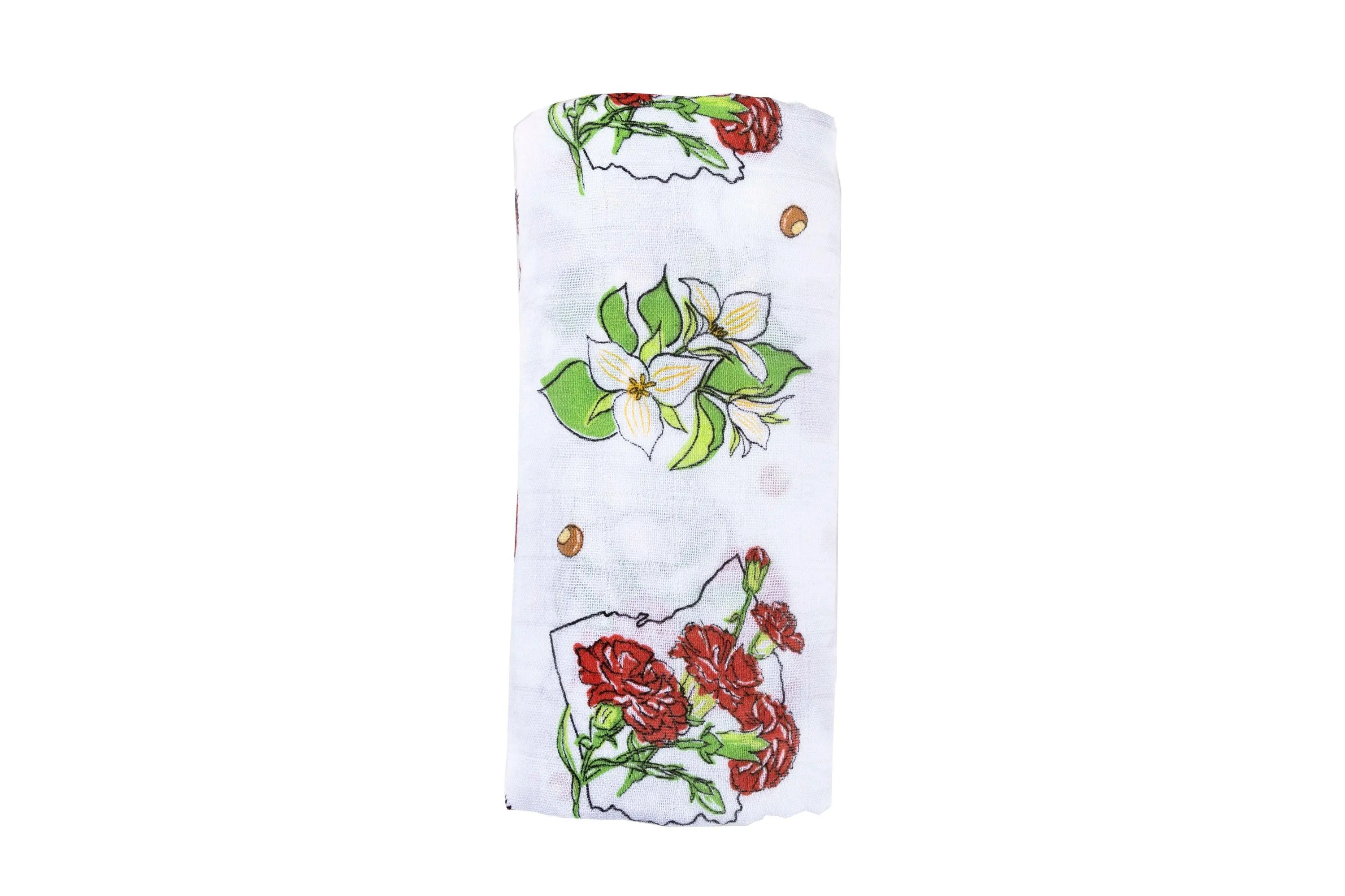 Ohio Baby Muslin Swaddle Receiving Blanket (Floral)