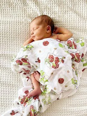 Ohio Baby Muslin Swaddle Receiving Blanket (Floral)