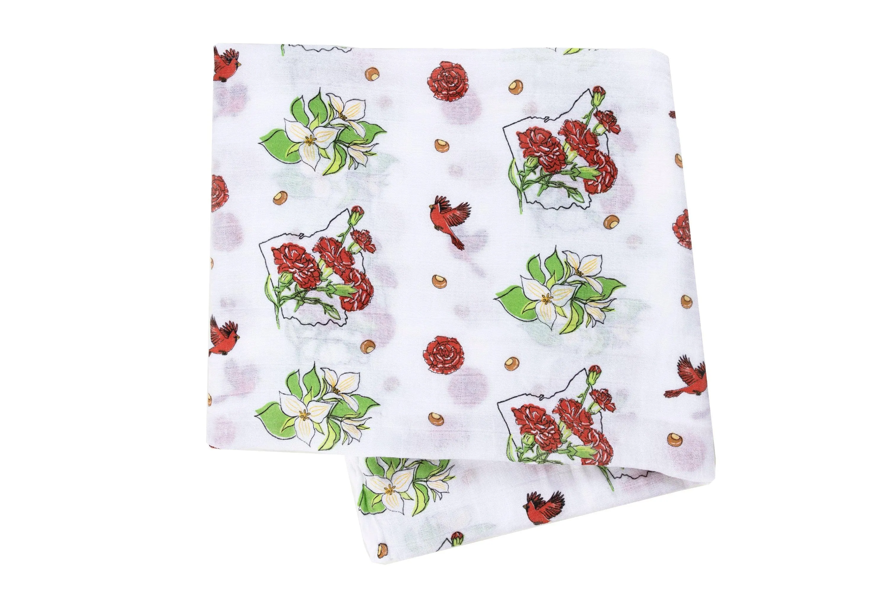 Ohio Baby Muslin Swaddle Receiving Blanket (Floral)