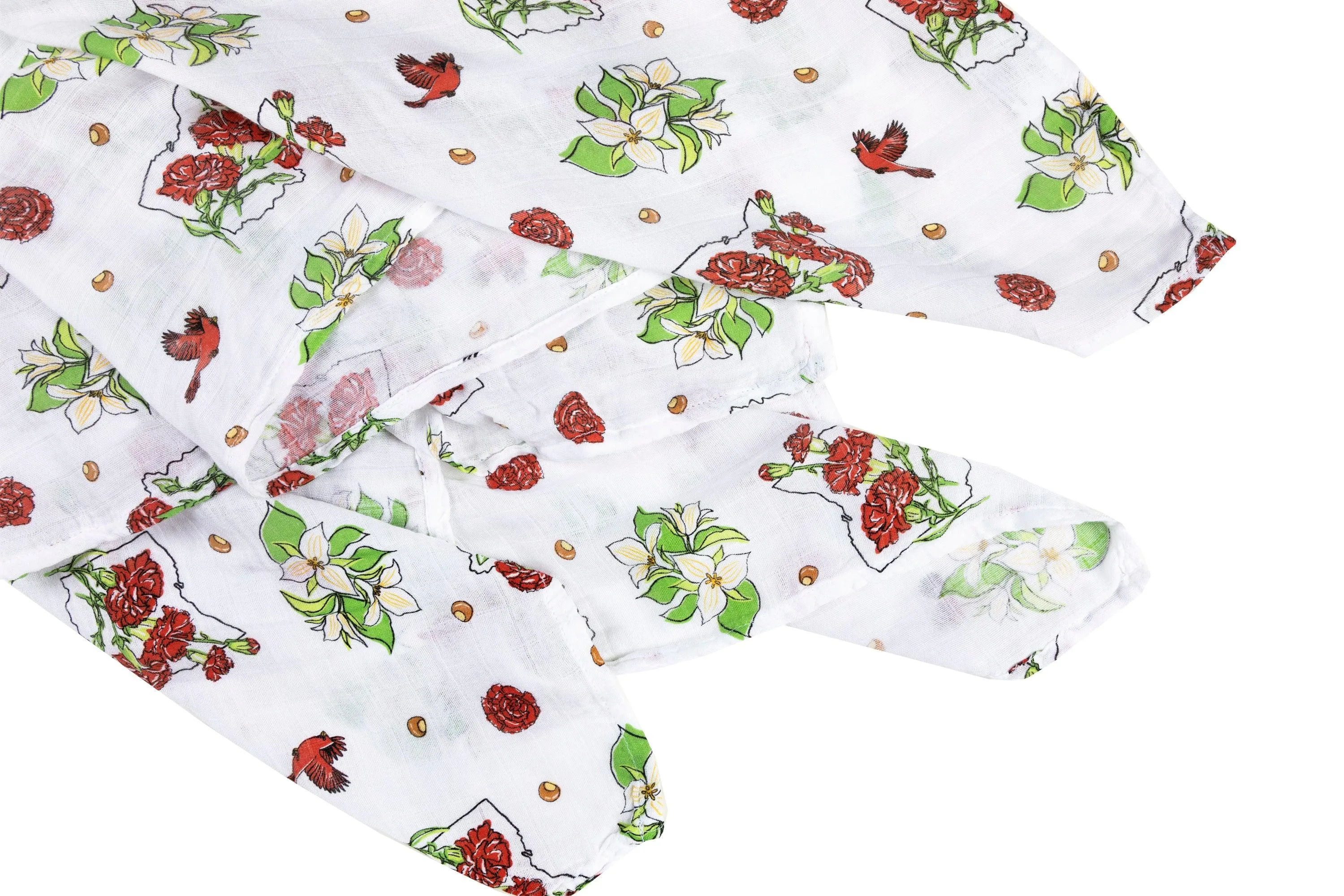 Ohio Baby Muslin Swaddle Receiving Blanket (Floral)