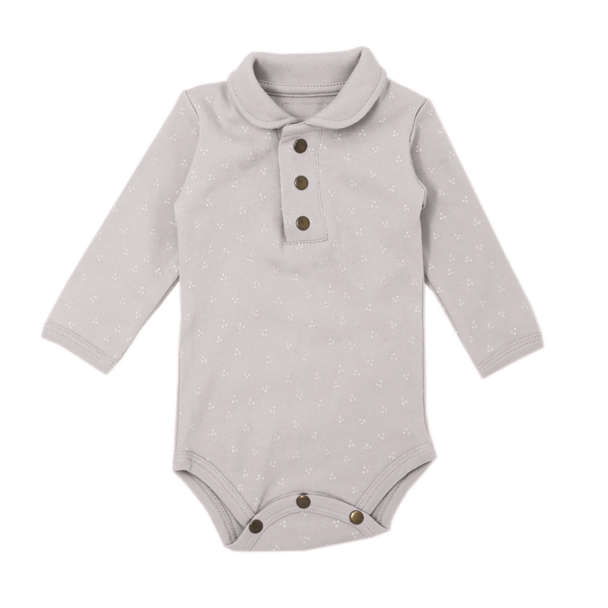 Organic Polo Bodysuit in Fog Dots