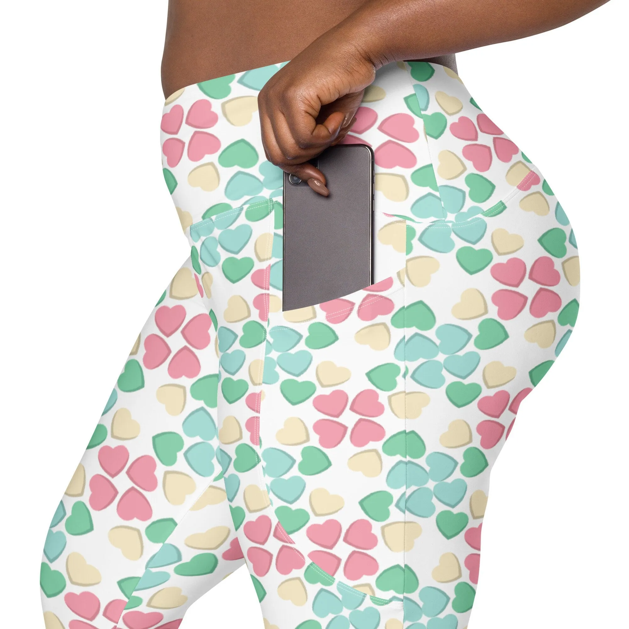 Pastel Candy Heart Leggings with Pockets