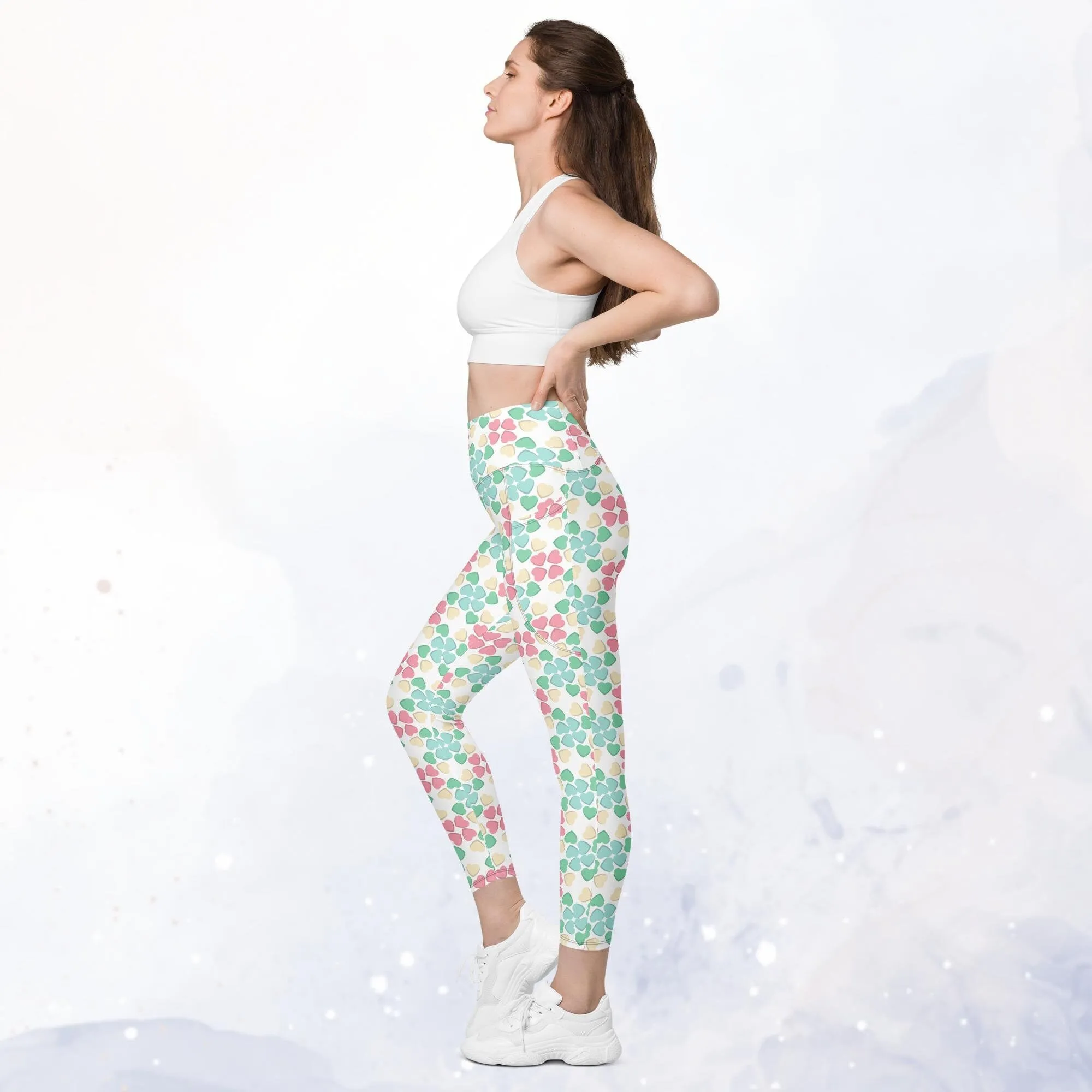 Pastel Candy Heart Leggings with Pockets