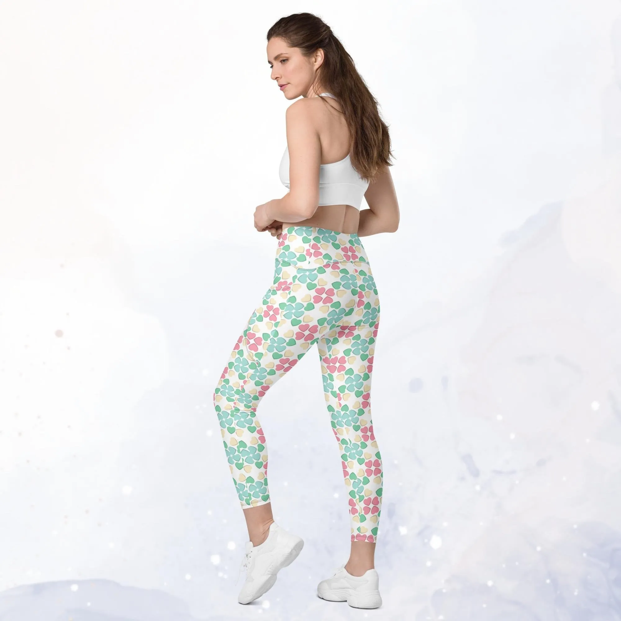 Pastel Candy Heart Leggings with Pockets