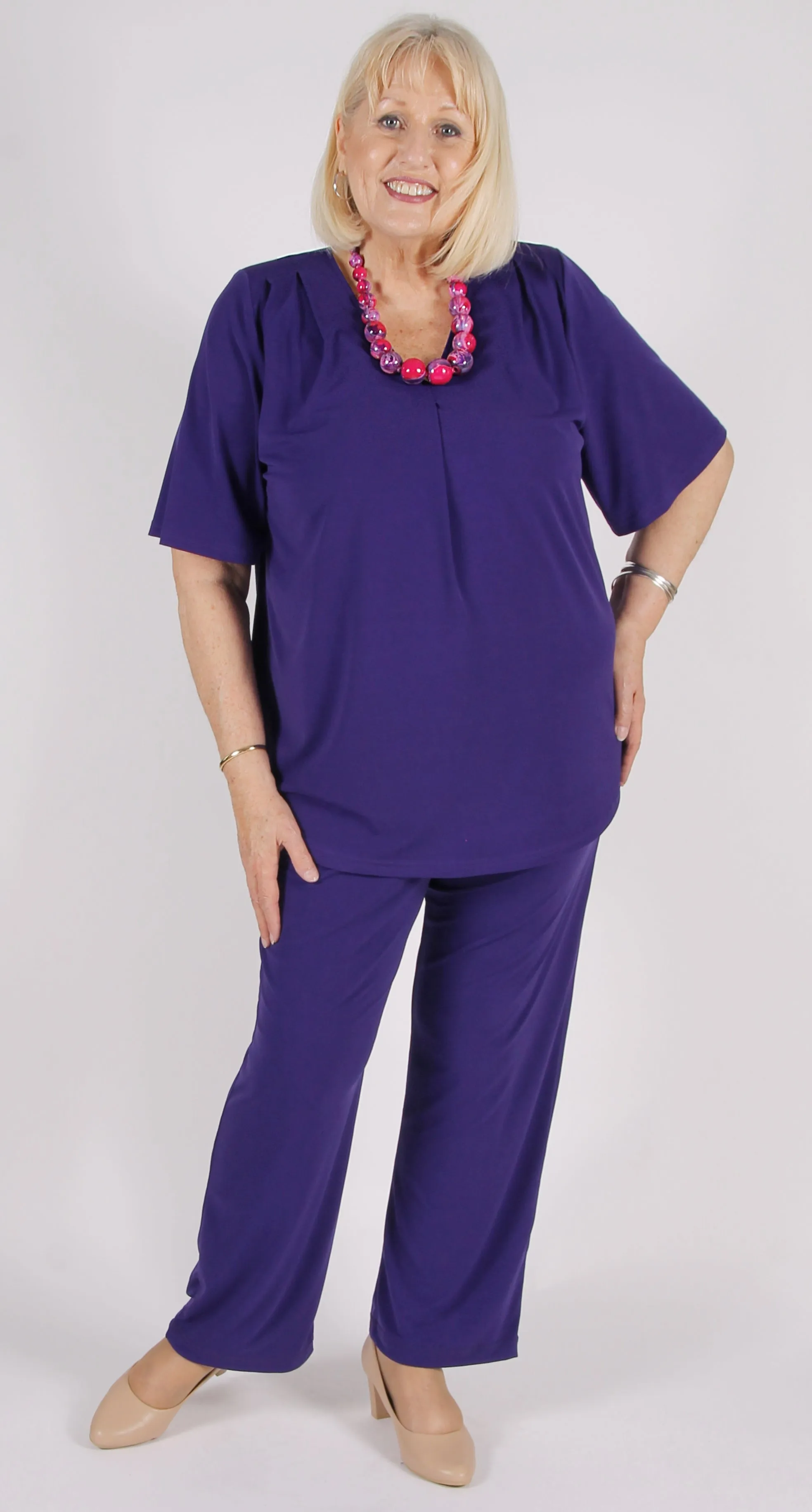 Pia Pleat Front Top Purple