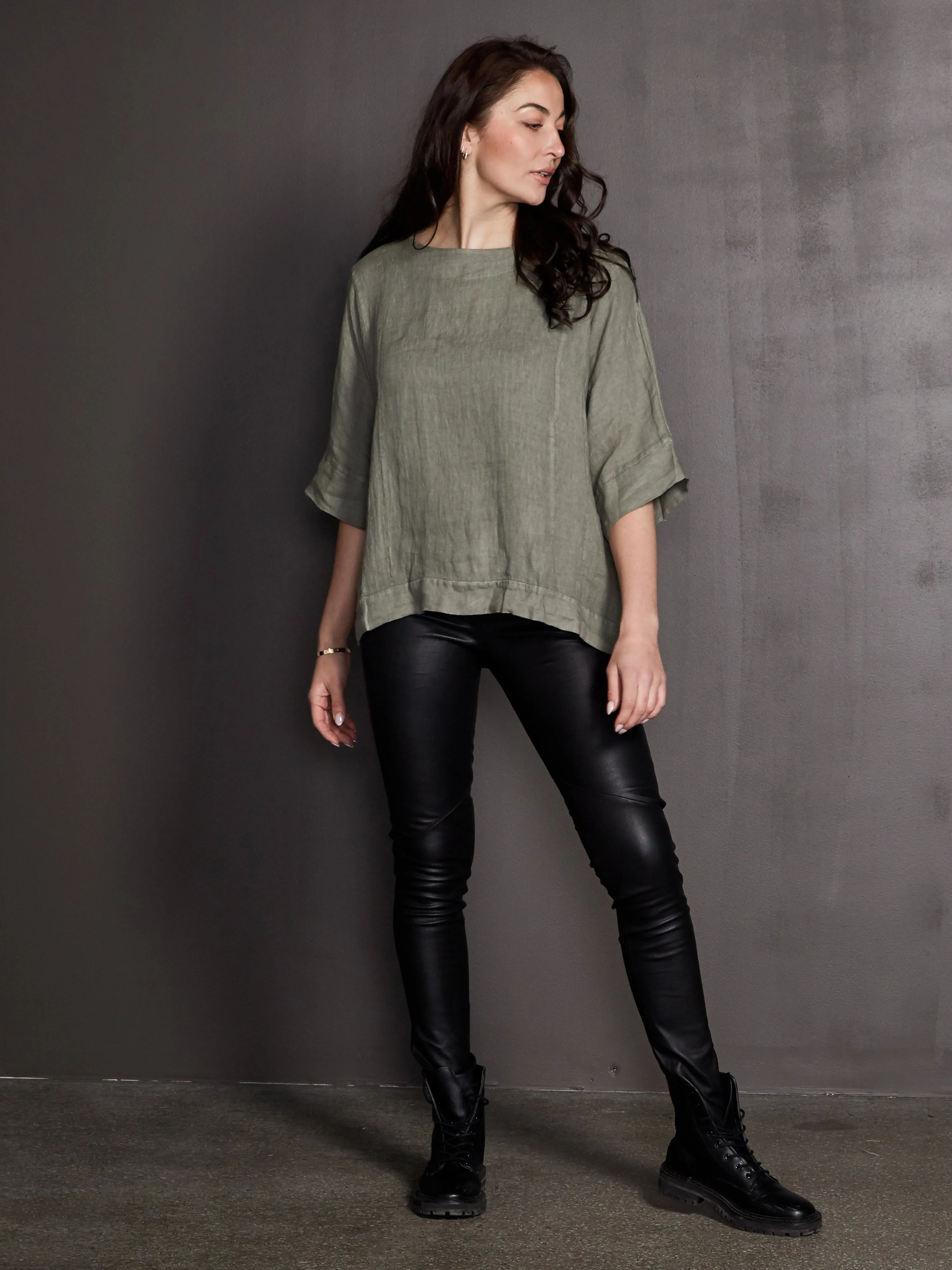 POLETTE linen top - Army