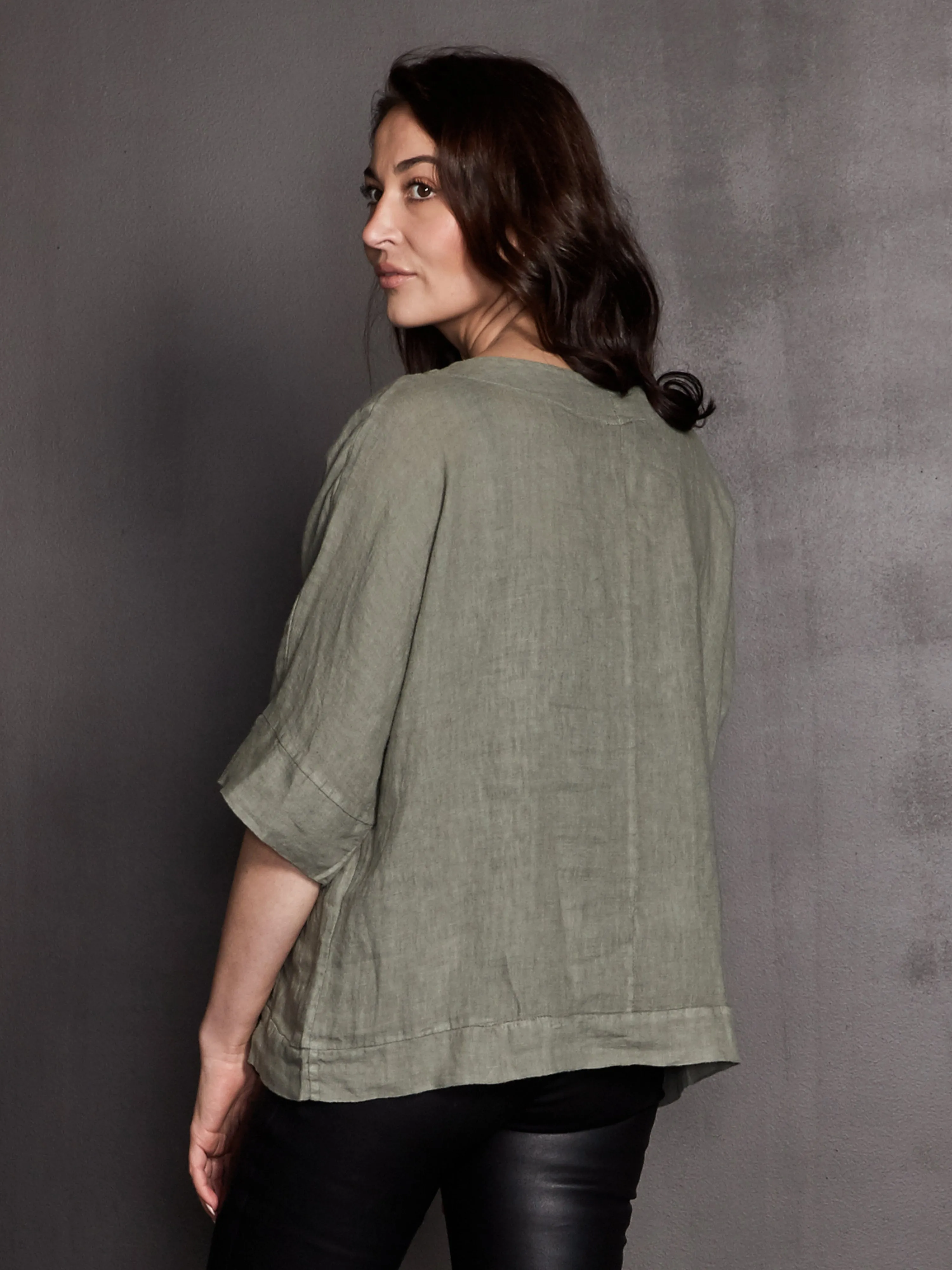 POLETTE linen top - Army