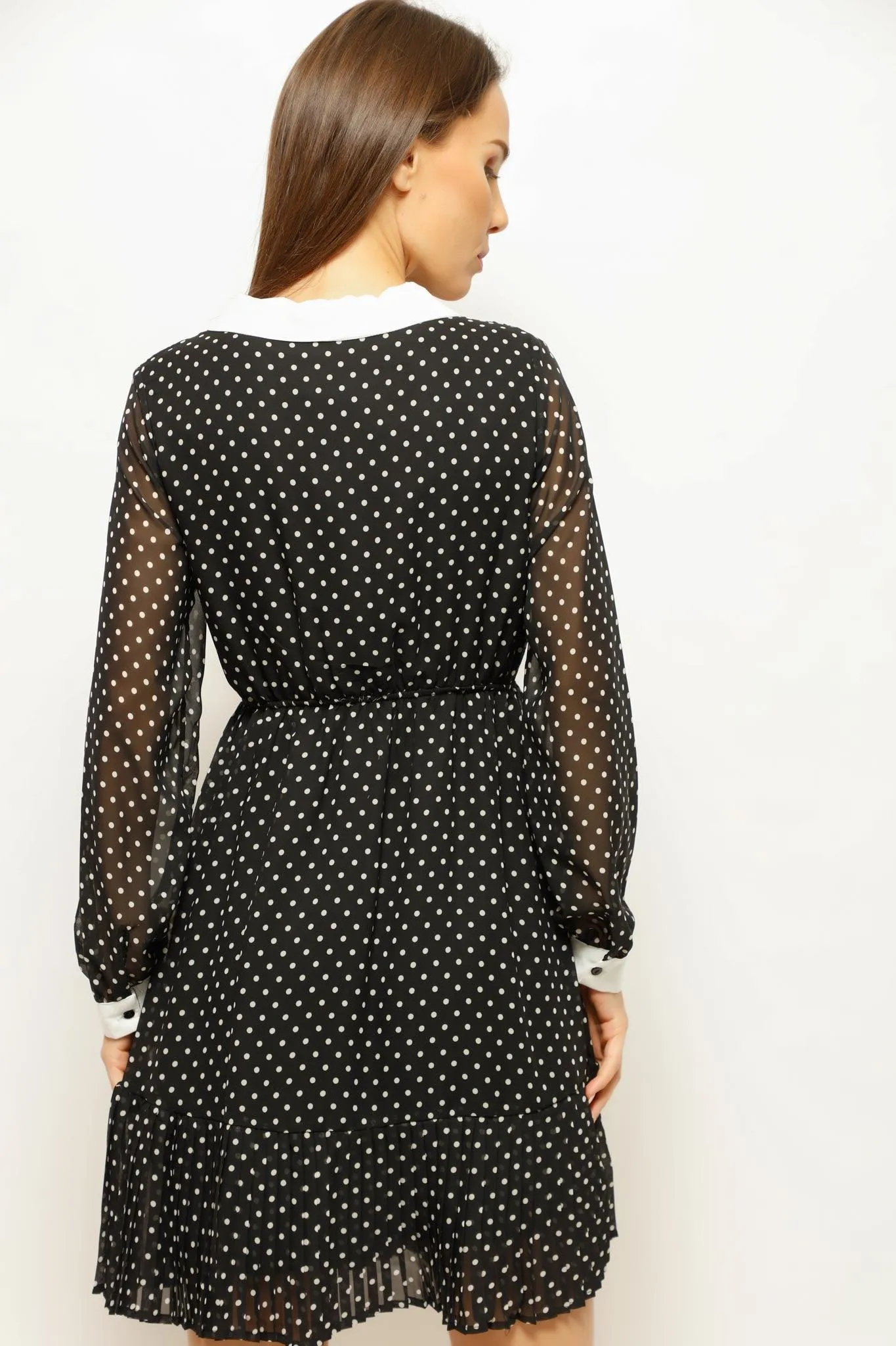 POLKA DOTS CUTE LITTLE DRESS (WHITE DOTS)