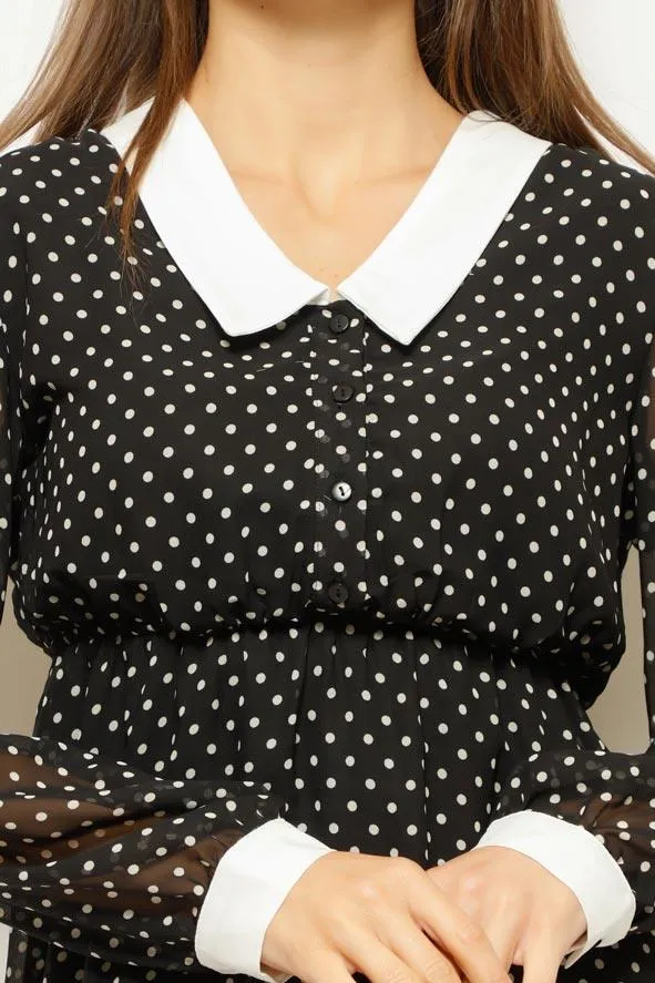 POLKA DOTS CUTE LITTLE DRESS (WHITE DOTS)