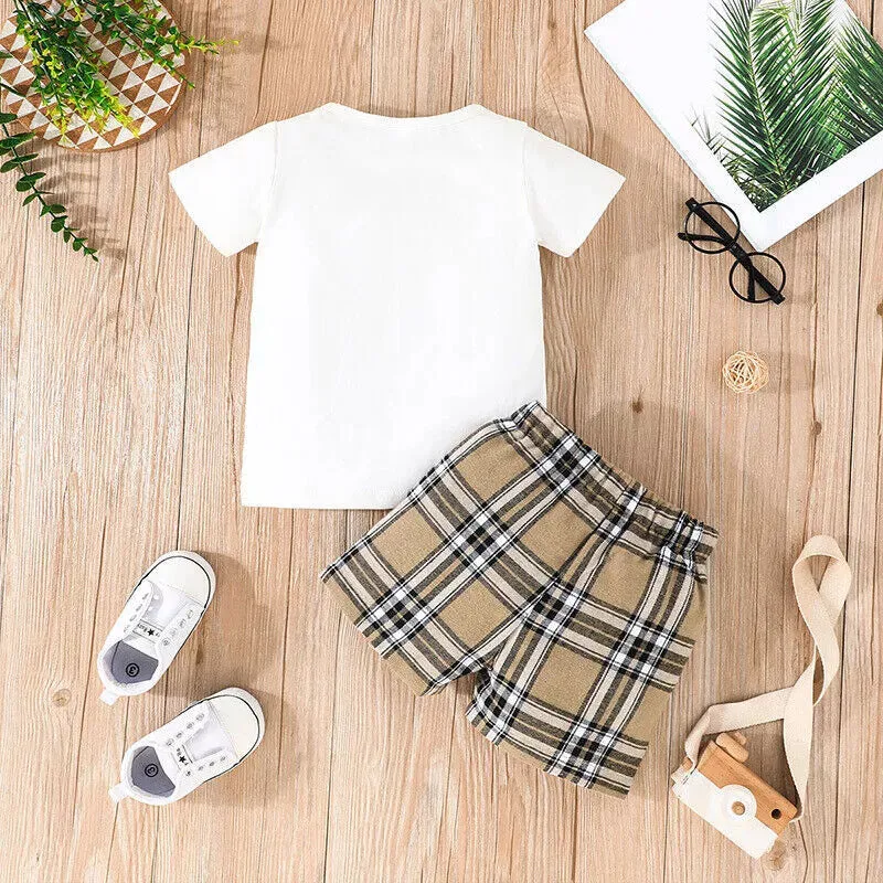 PP-Boy Summer Casual Short Sleeve T-shirt Top Shorts Set Infant Baby Outfit Clothes PP111