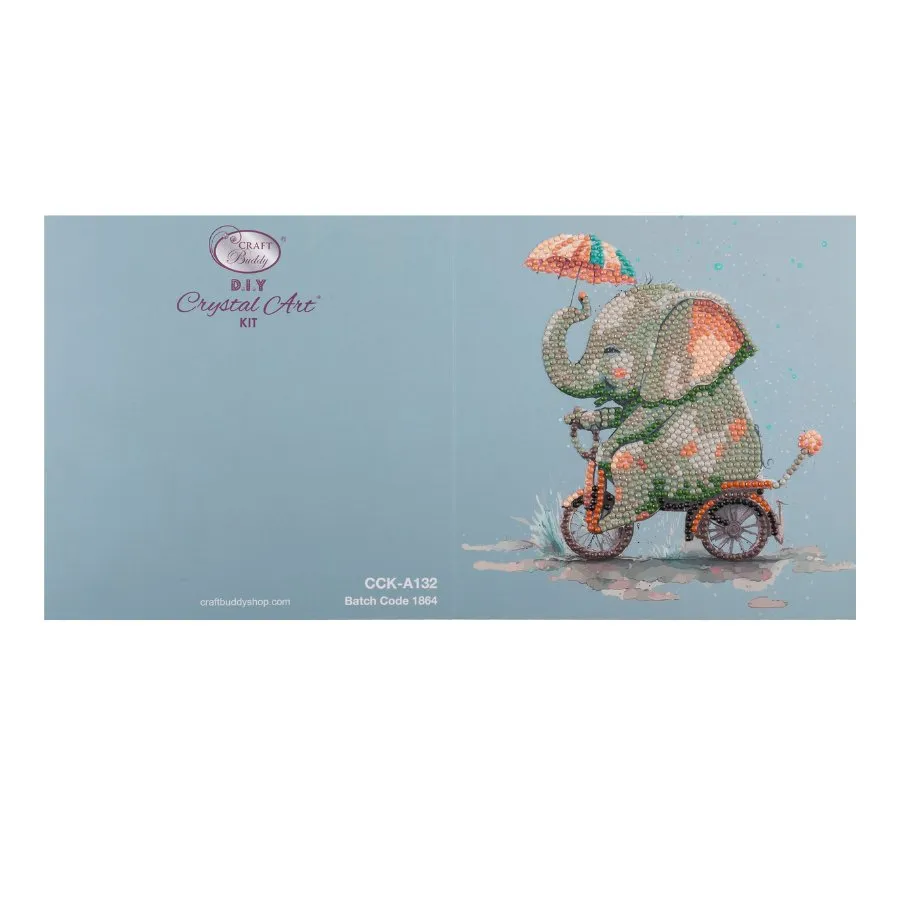 "Cute Baby Elephant" Crystal Art Card