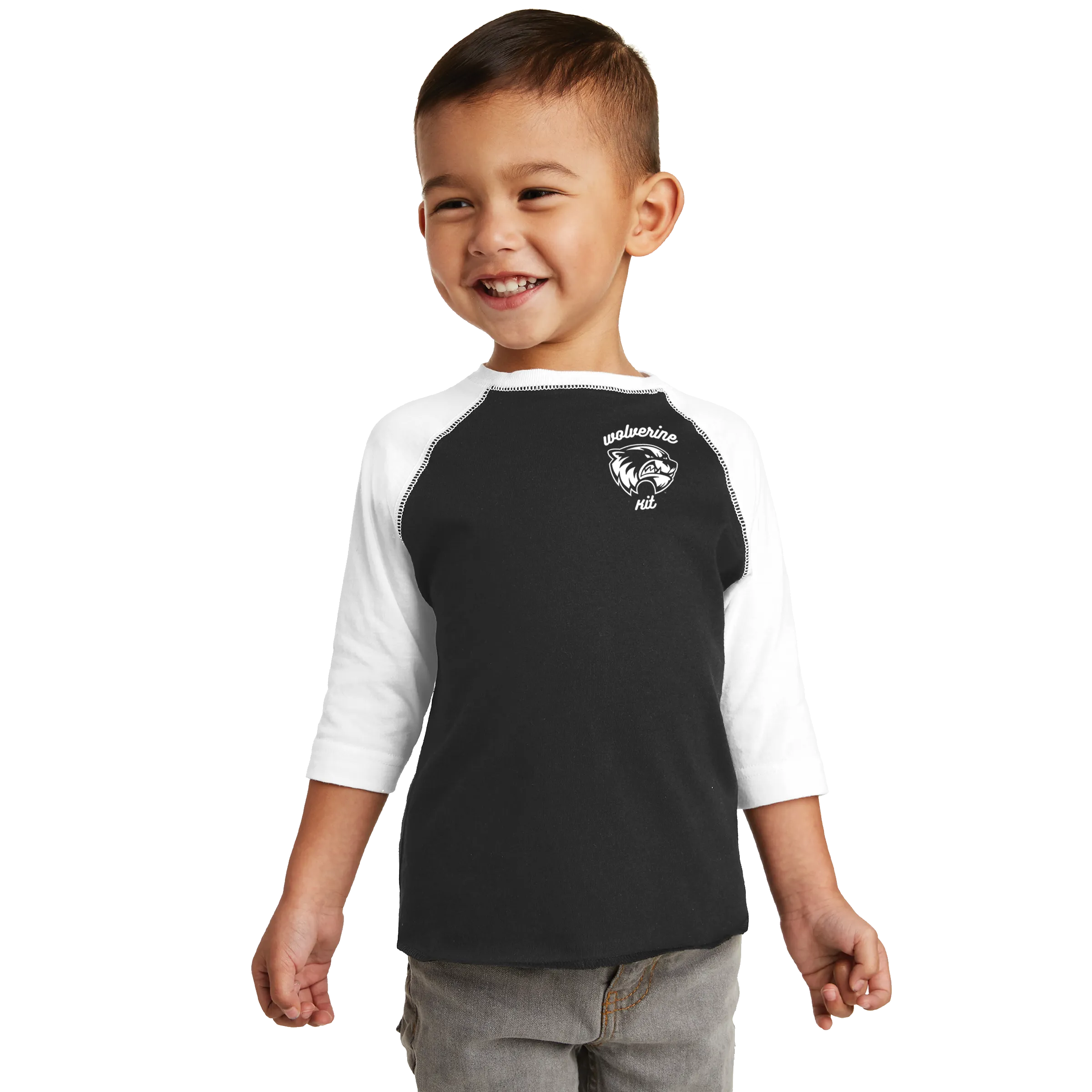 Rabbit Skins Toddler Raglan Fine Jersey Tee - Wolv Kit