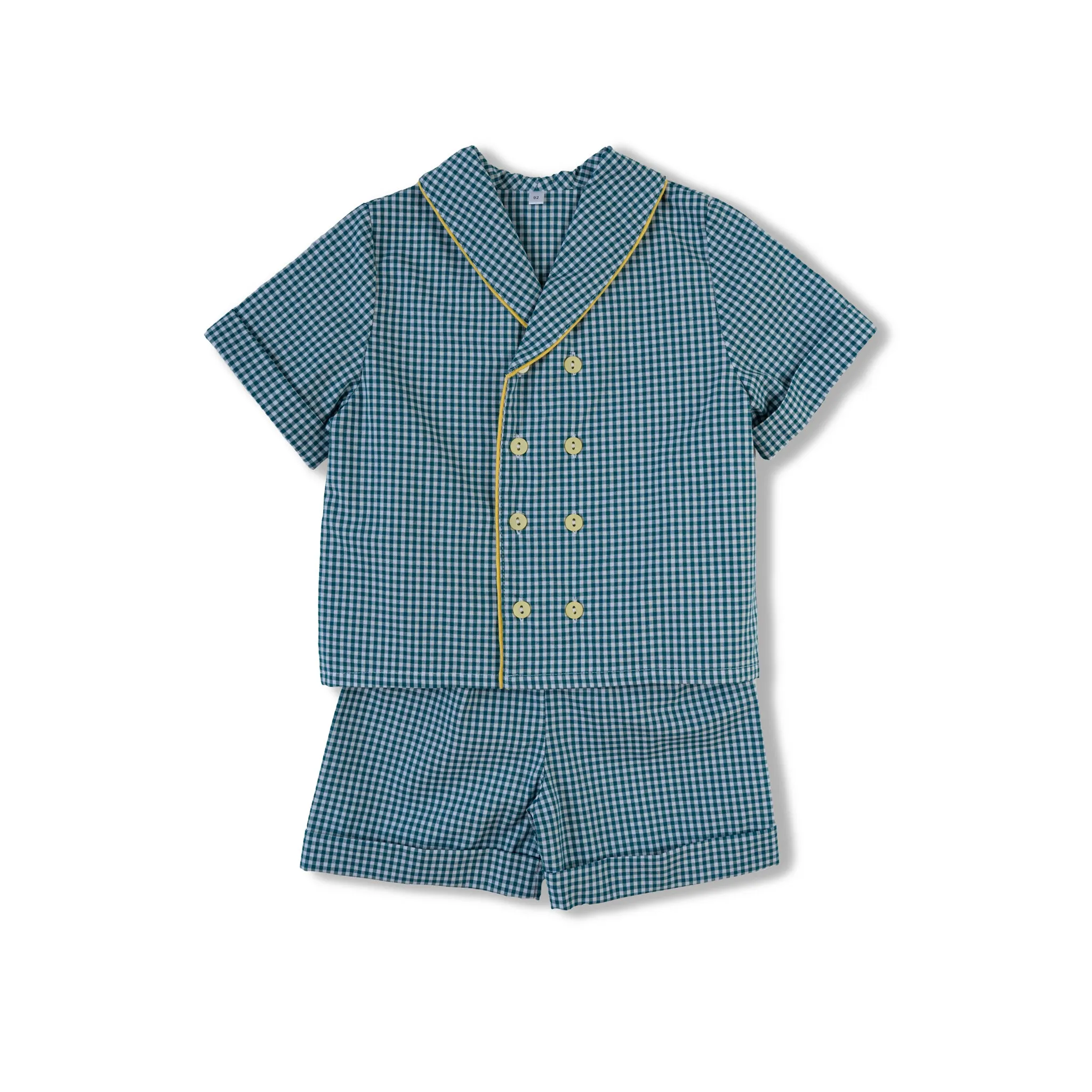 SAMUEL BOYS’ COTTON PYJAMA SET GREEN CHECKS