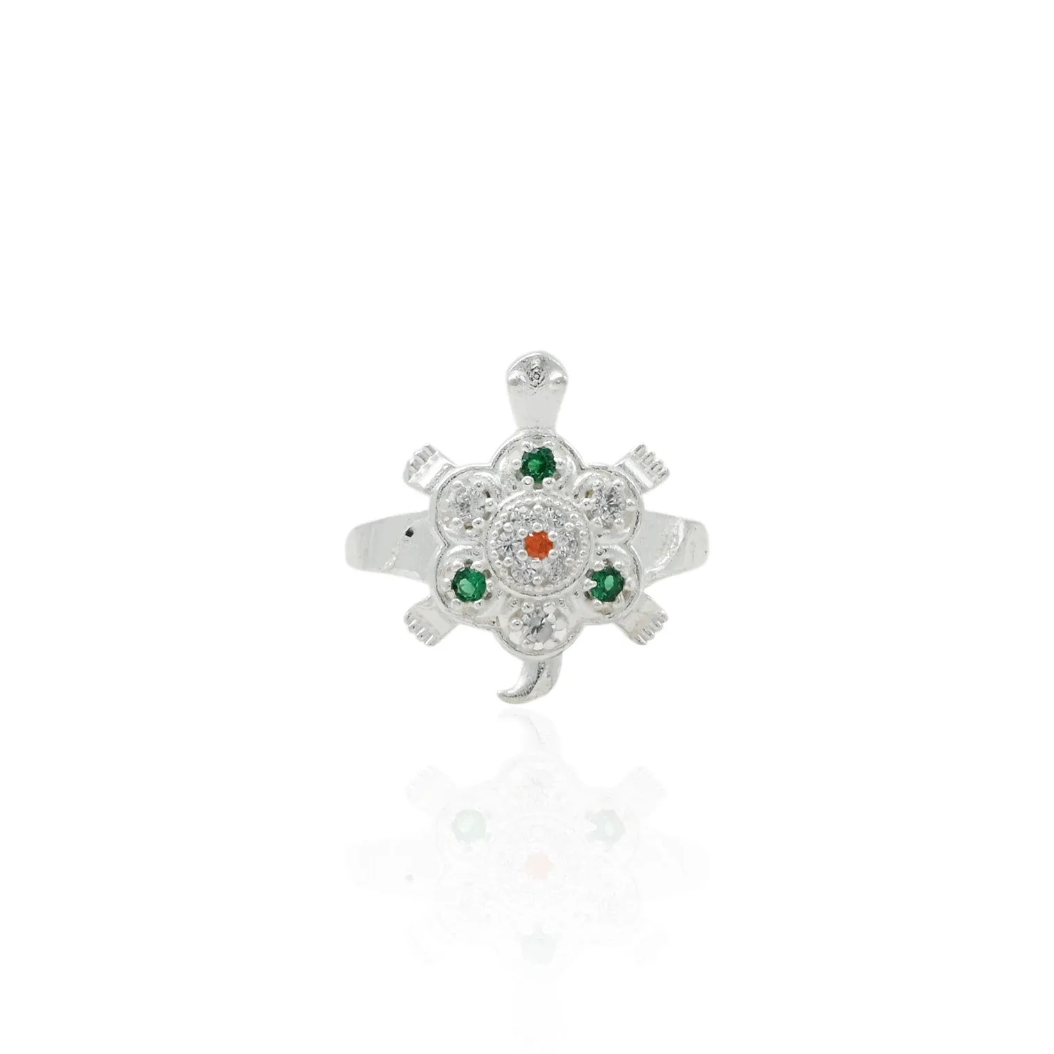 Silver Beautiful Flower With Tortoise Boys Ring