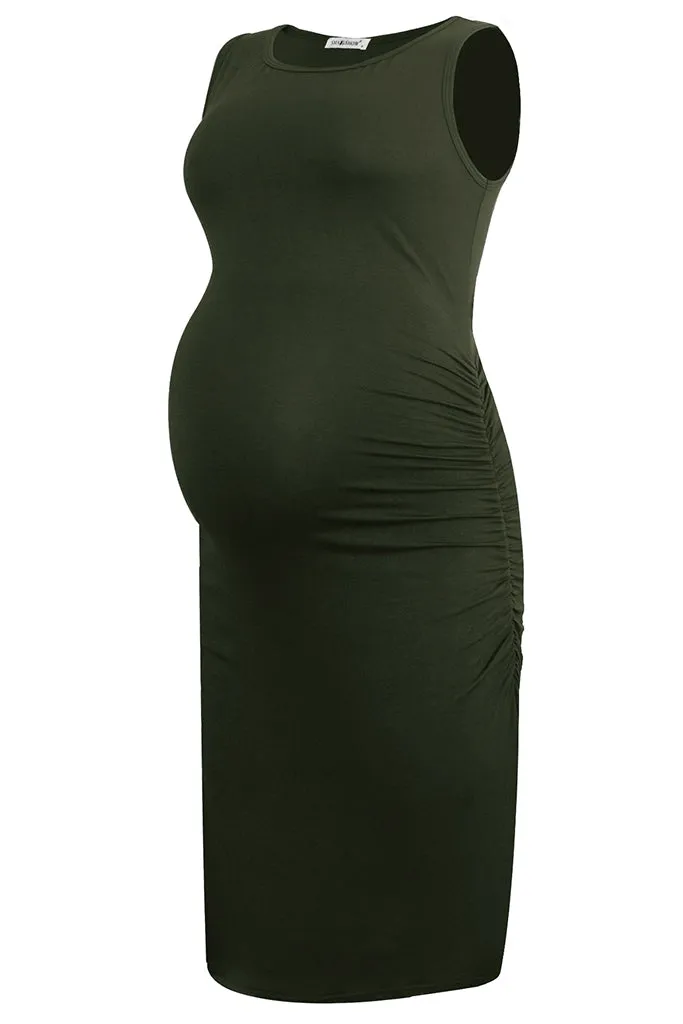 Smallshow Sleeveless Fitted Maternity Midi Dress