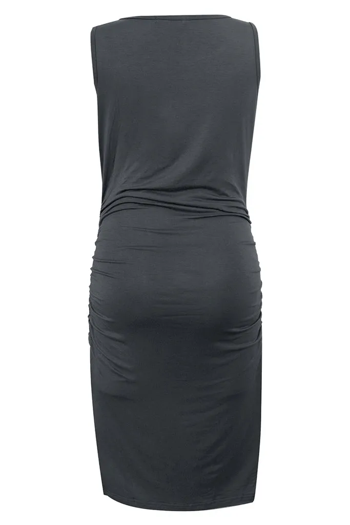 Smallshow Sleeveless Fitted Maternity Midi Dress