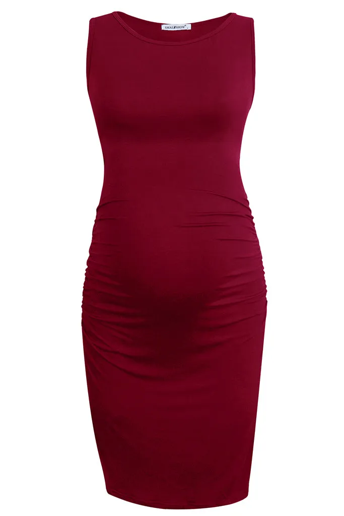 Smallshow Sleeveless Fitted Maternity Midi Dress