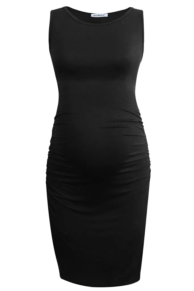 Smallshow Sleeveless Fitted Maternity Midi Dress