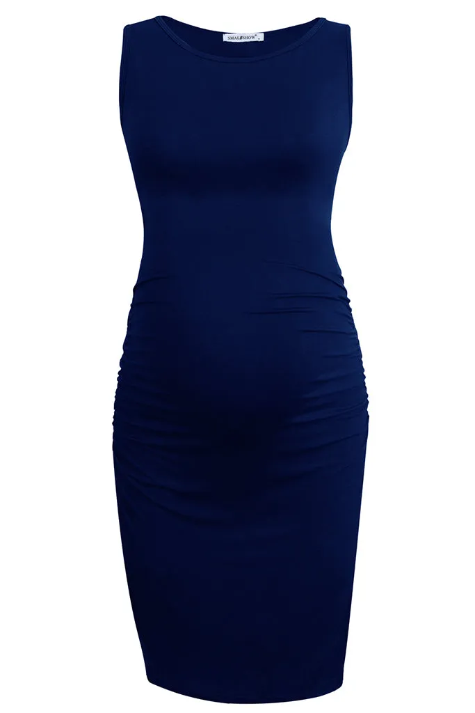 Smallshow Sleeveless Fitted Maternity Midi Dress