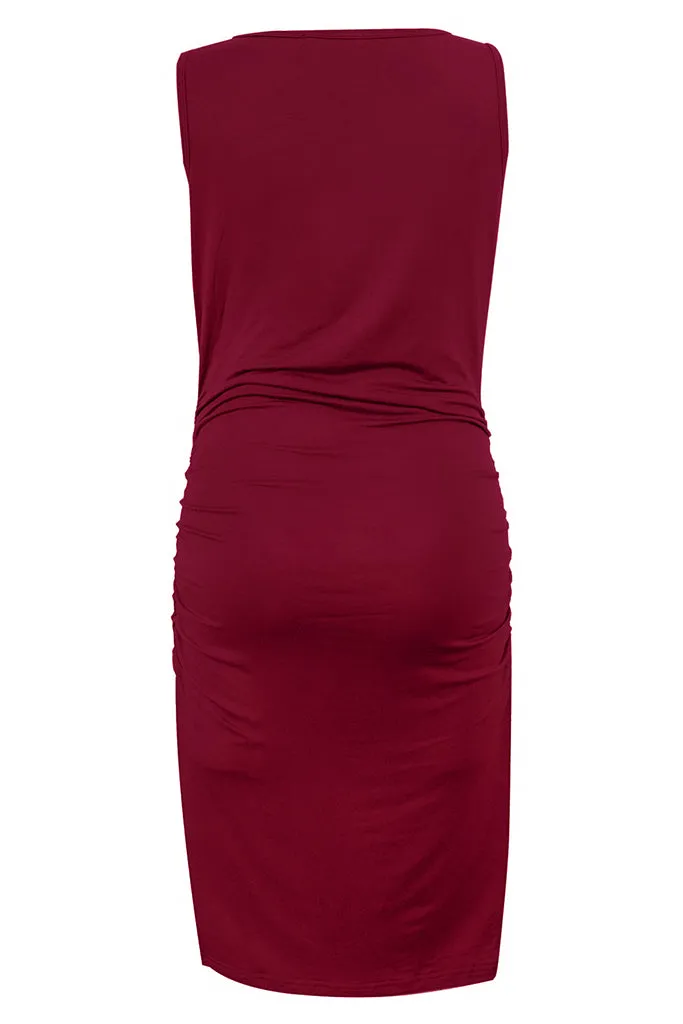 Smallshow Sleeveless Fitted Maternity Midi Dress