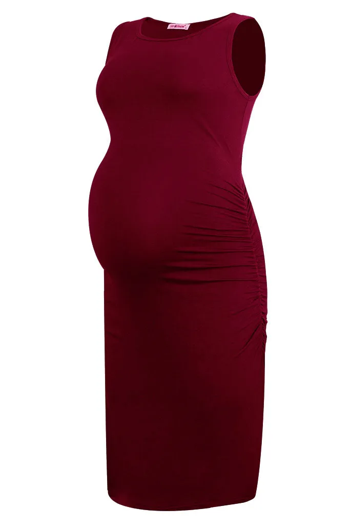 Smallshow Sleeveless Fitted Maternity Midi Dress