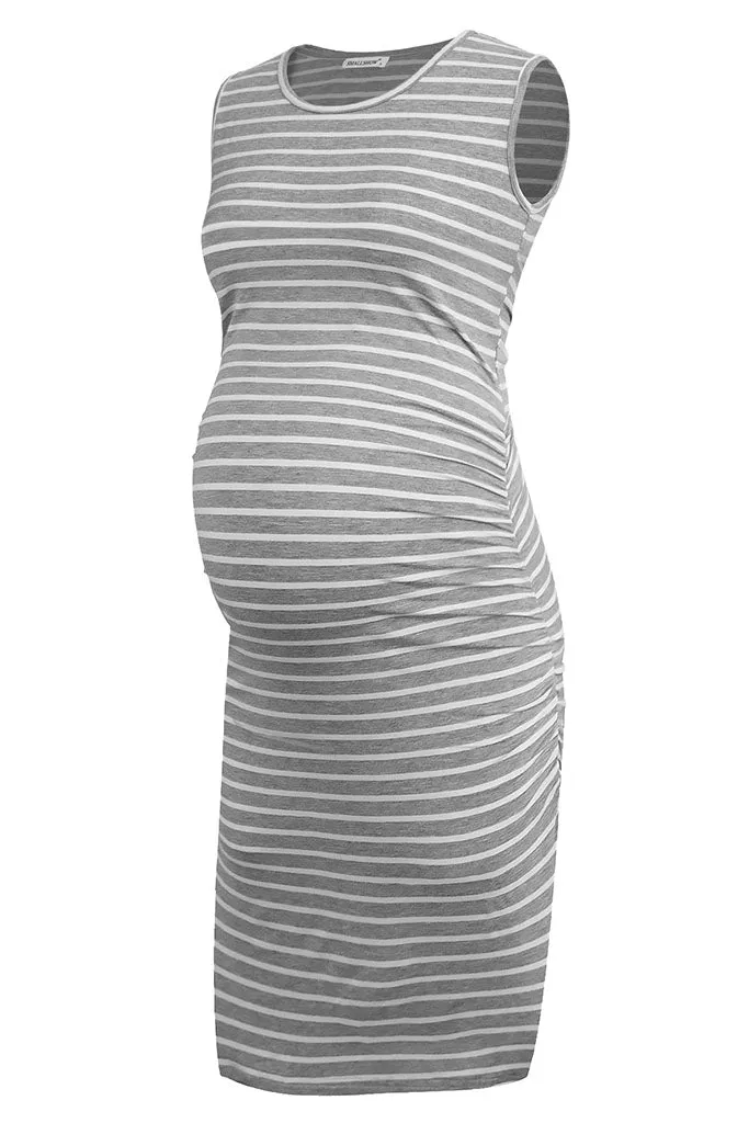 Smallshow Sleeveless Fitted Maternity Midi Dress