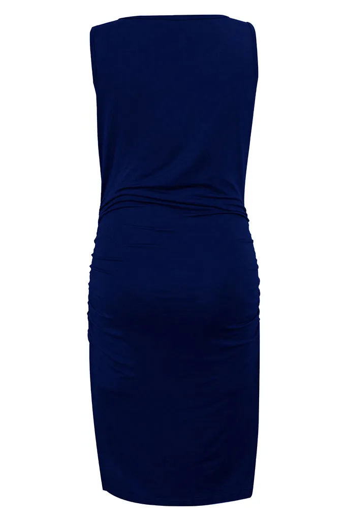 Smallshow Sleeveless Fitted Maternity Midi Dress