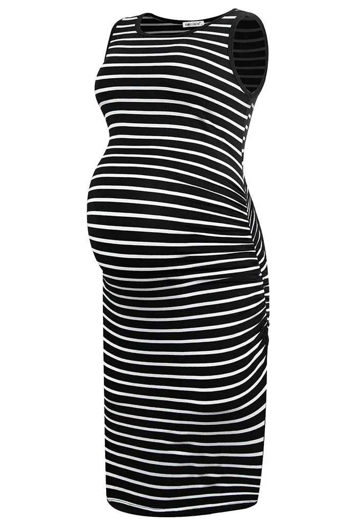 Smallshow Sleeveless Fitted Maternity Midi Dress