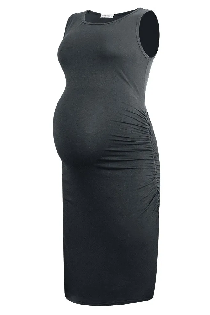 Smallshow Sleeveless Fitted Maternity Midi Dress