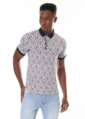 SQUARE PATTERN MEN'S POLO TSHIRT