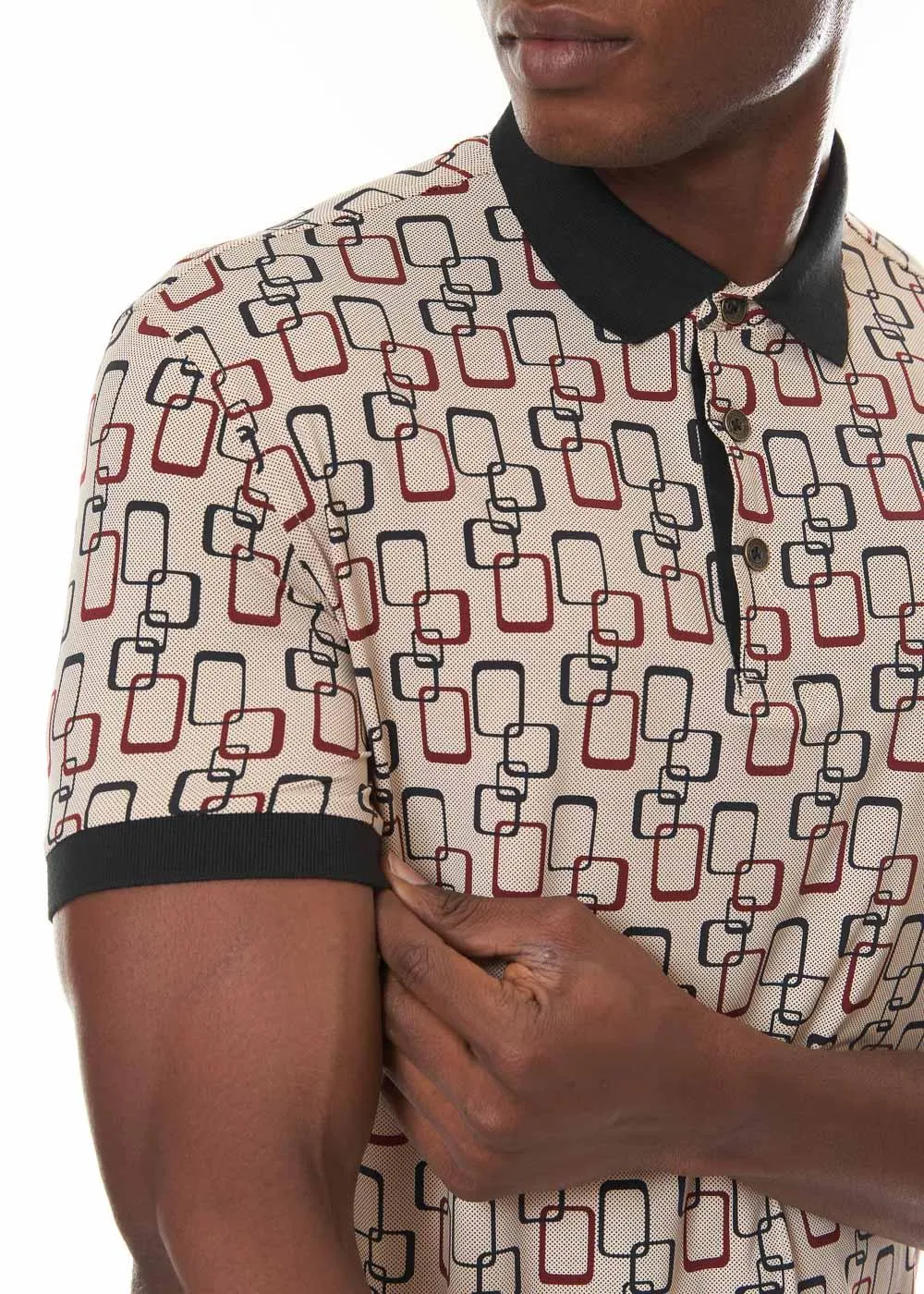 SQUARE PATTERN MEN'S POLO TSHIRT