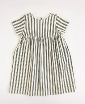 The Dolly Dress in Charcoal Stripe