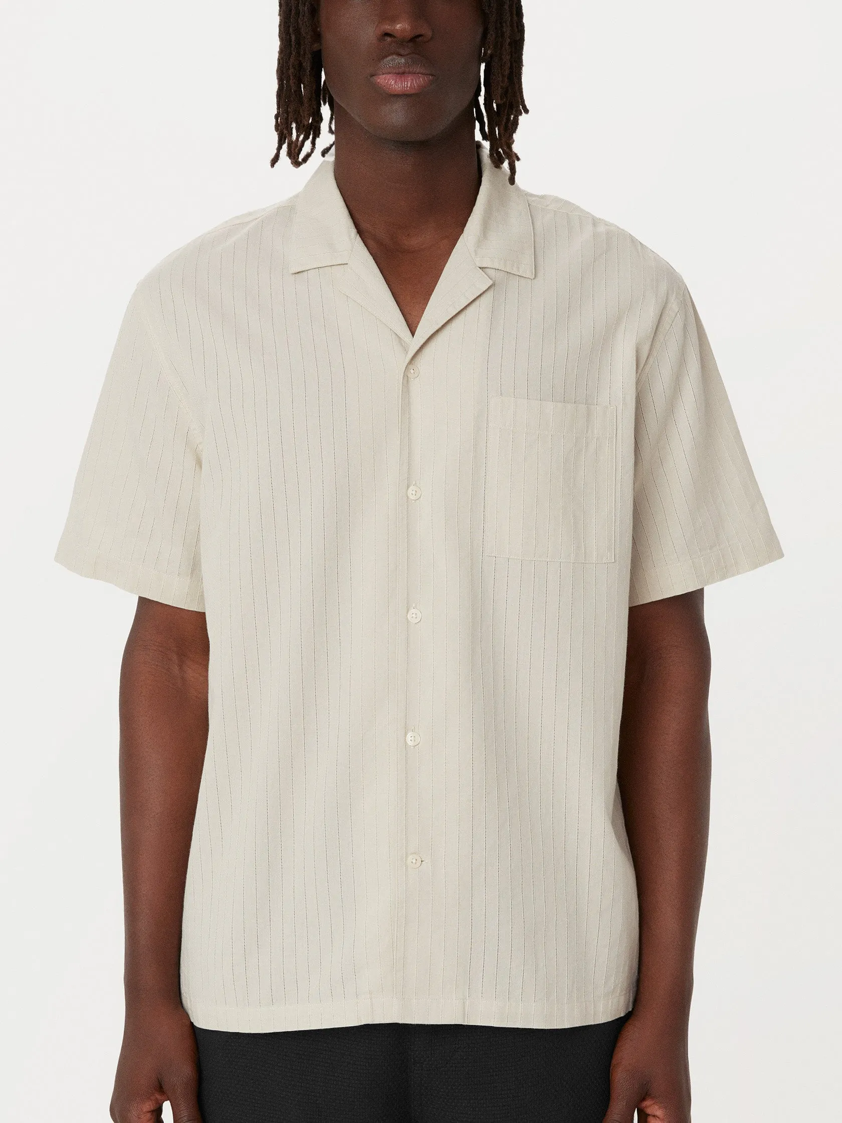 The Textured Camp Collar Shirt in Moonlight