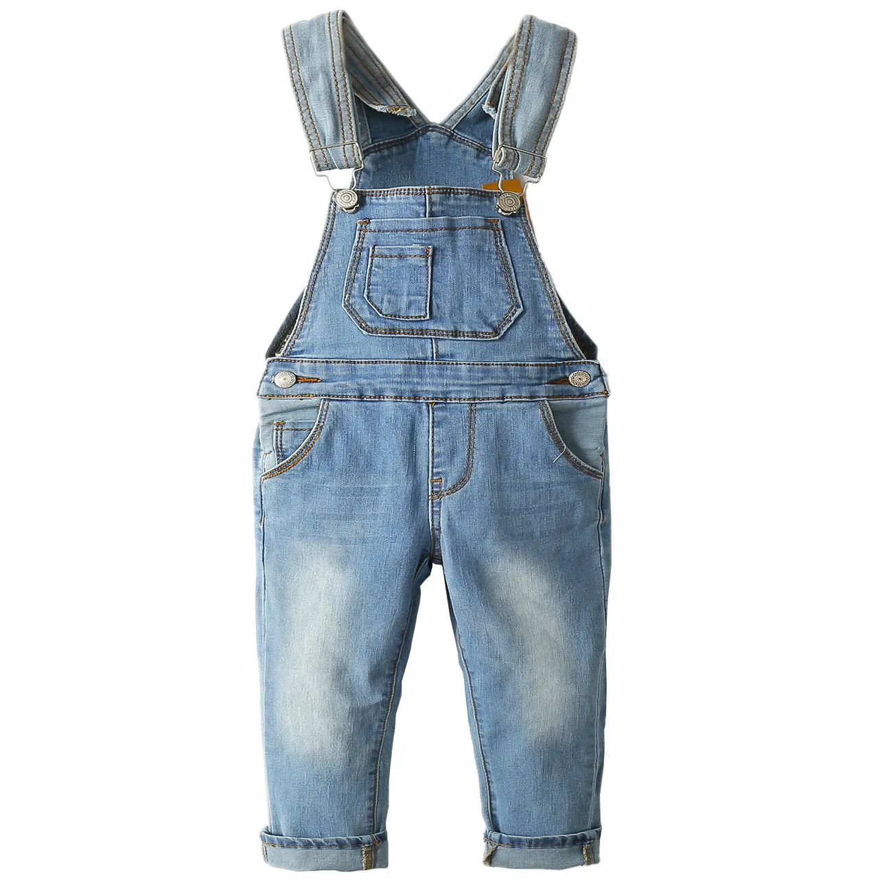 Toddler Adjustable Light Blue Washed Jeans Overalls