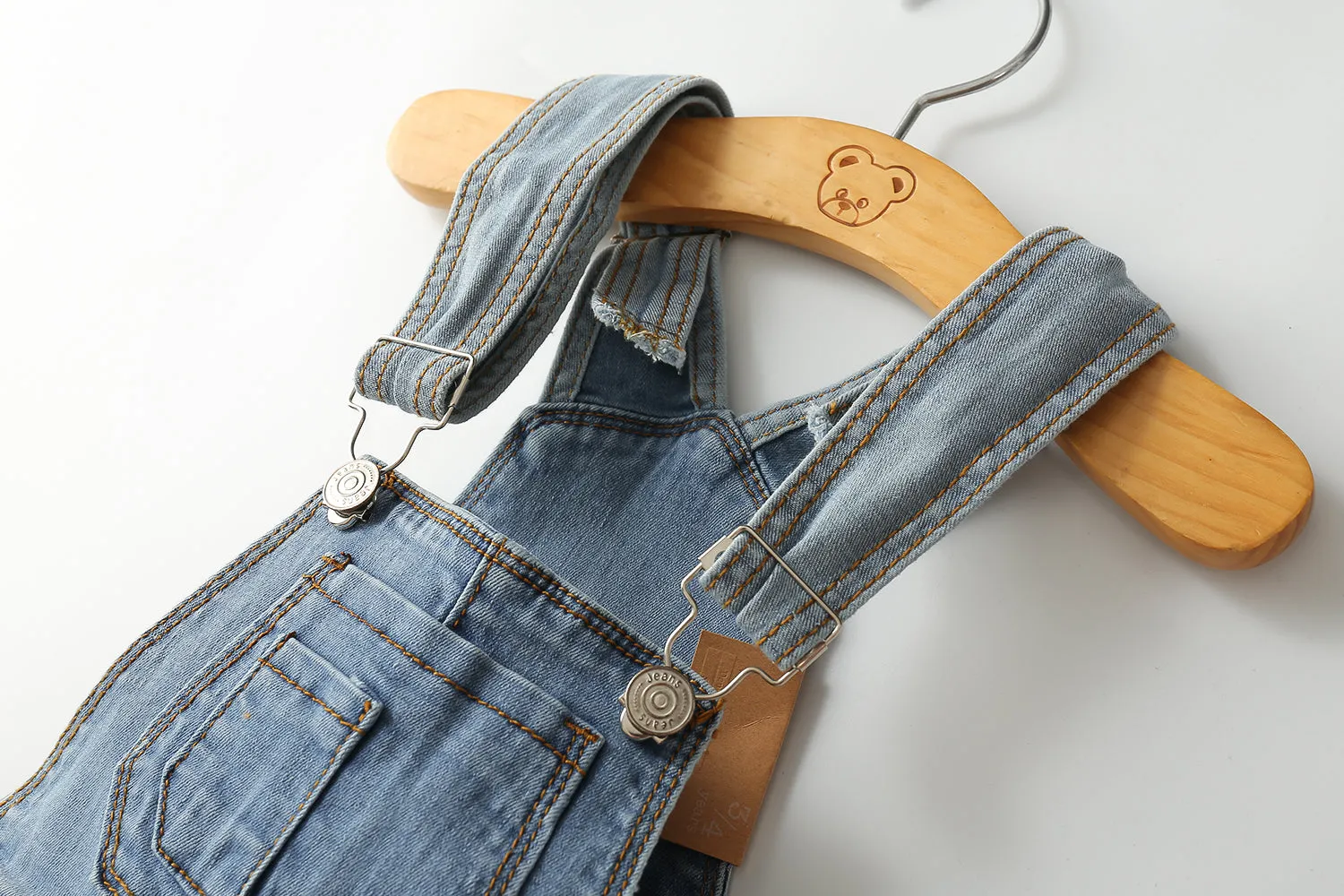 Toddler Adjustable Light Blue Washed Jeans Overalls