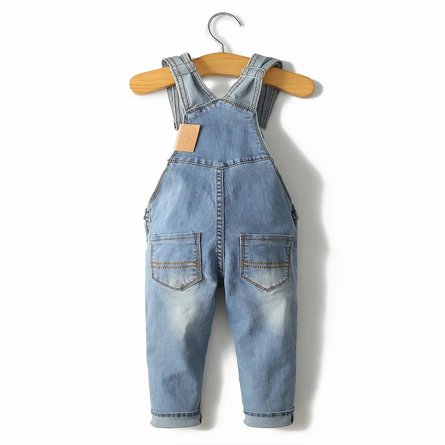 Toddler Adjustable Light Blue Washed Jeans Overalls